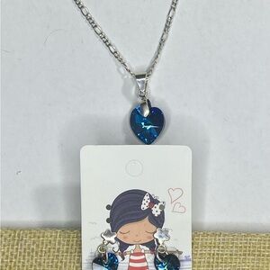 Elegant set of earrings and heart pendant, made of 925 silver